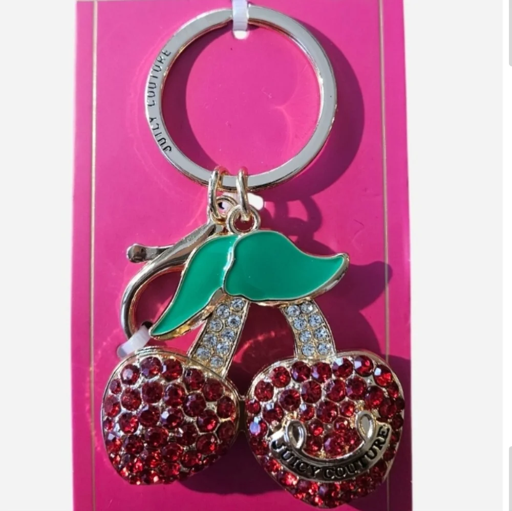 Juicy Couture Red Crystal Cherry Keychain - NWT - Picture 4 of 5